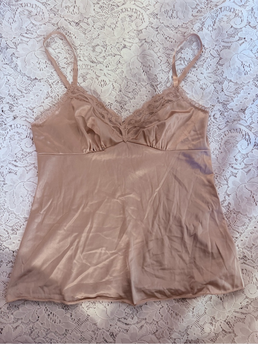 Vanity Fair Lace-Trim Satin Chemise